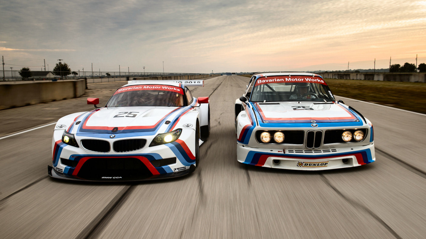 White and Red Bmw m 3 on Track. Wallpaper in 1366x768 Resolution