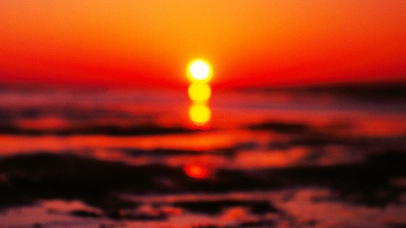 Puesta, Afterglow, Agua, Mar, Rojo. Wallpaper in 1366x768 Resolution