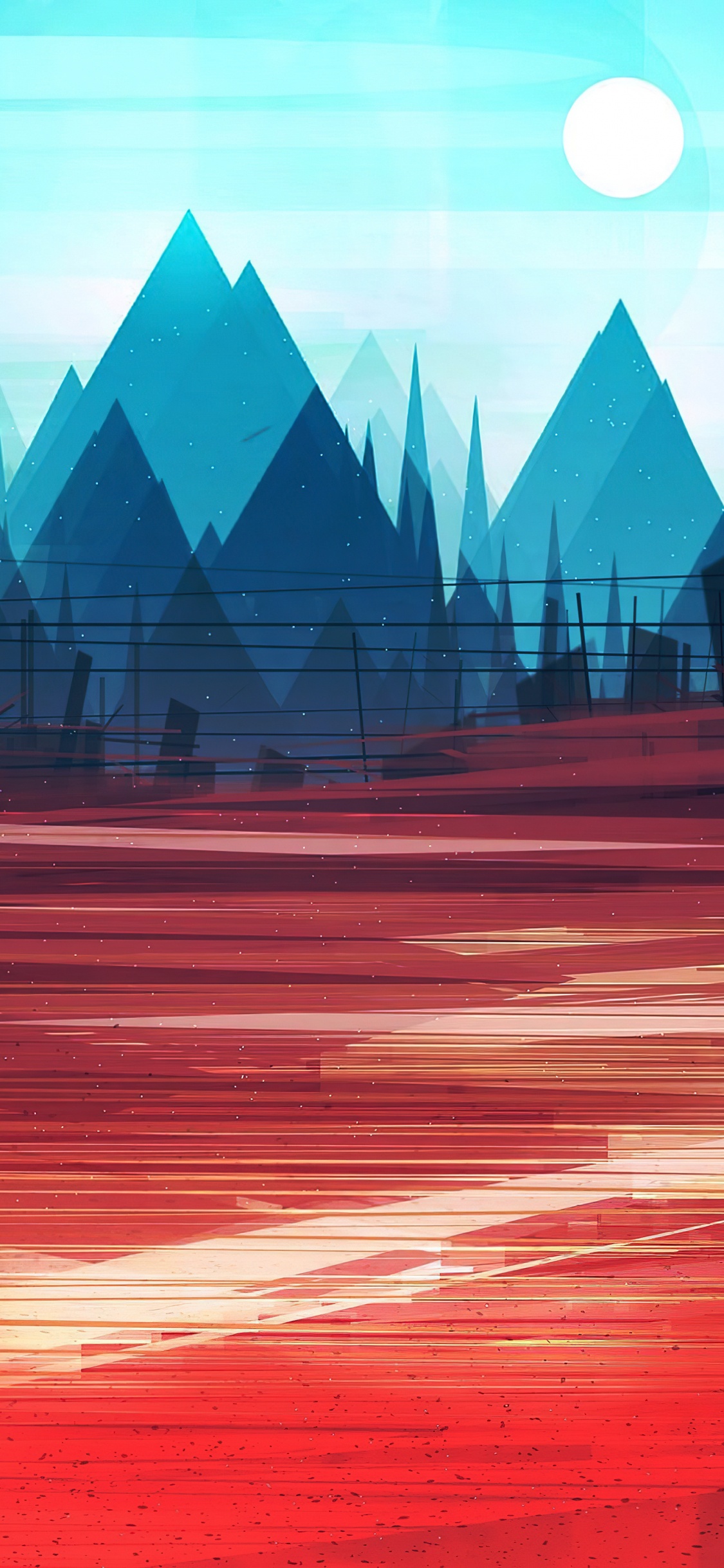 Illustrator Geometric Landscape, Illustration, Cityscape, Illustrator, Landscape. Wallpaper in 1125x2436 Resolution