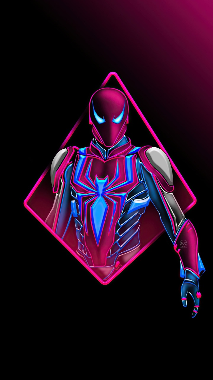 Néon Spiderman, Spider-man, Superhero, Venin, Art. Wallpaper in 720x1280 Resolution