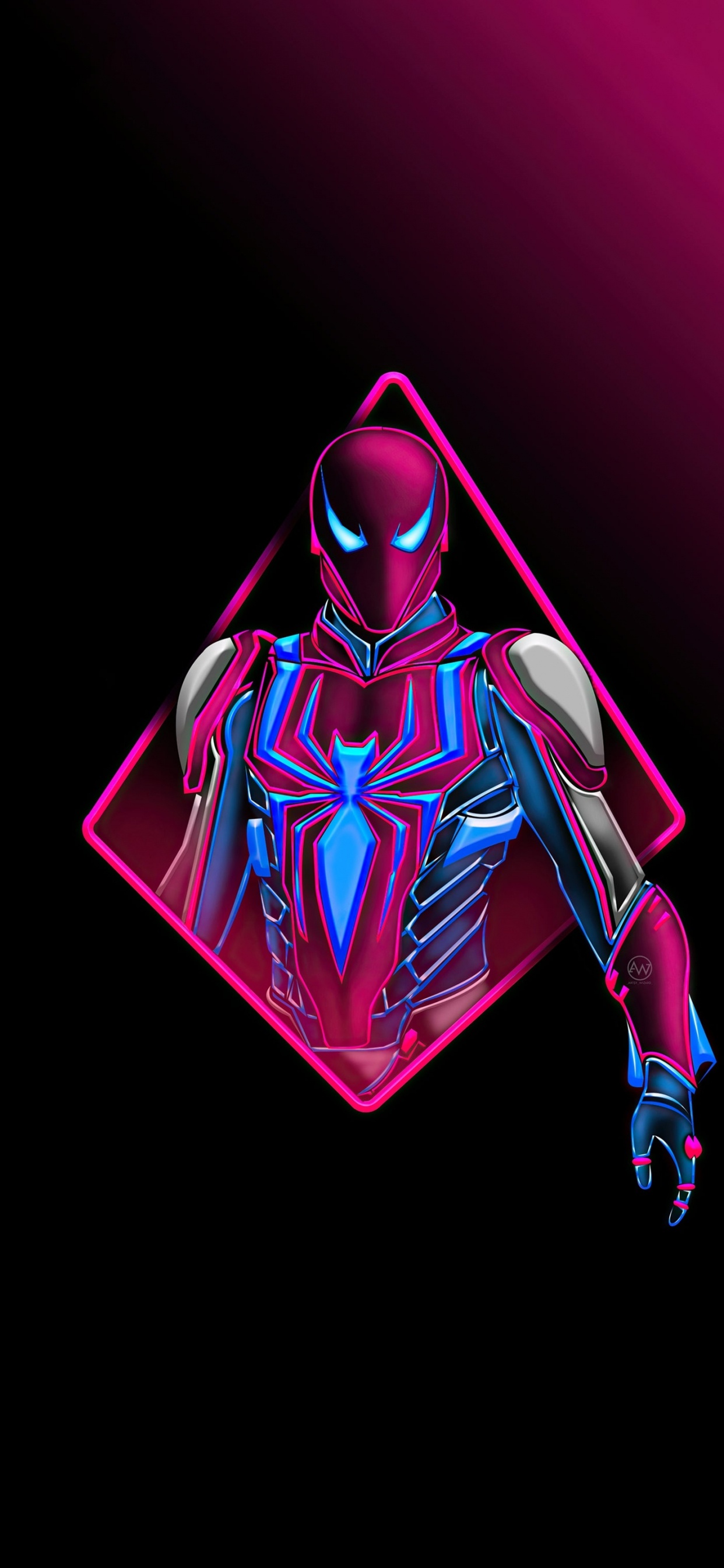 Spiderman Neon, Spider-man, Superhelden, Gift, Kunst. Wallpaper in 1242x2688 Resolution