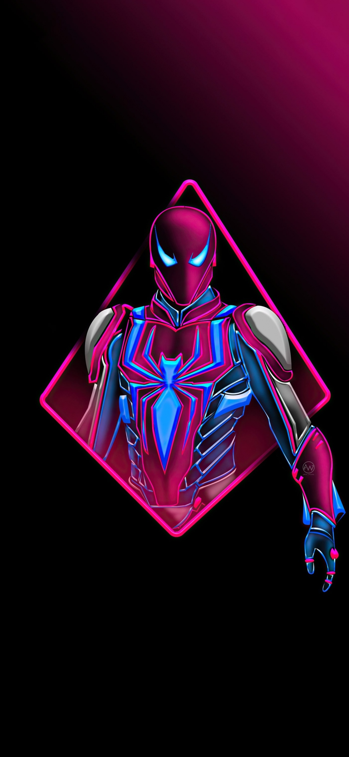 Spiderman Neón, Spider-man, Superhéroe, Veneno, Arte. Wallpaper in 1125x2436 Resolution
