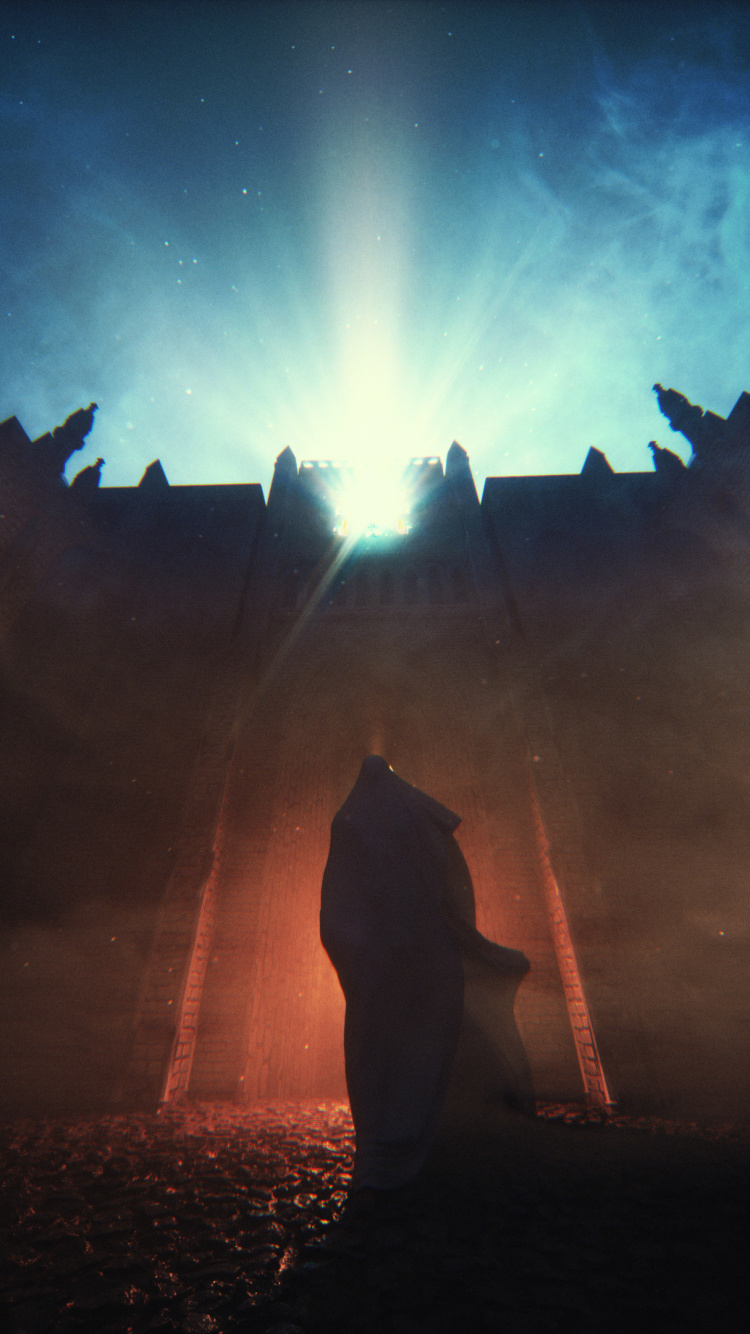 Silueta de Persona de Pie en la Colina Durante la Noche. Wallpaper in 750x1334 Resolution