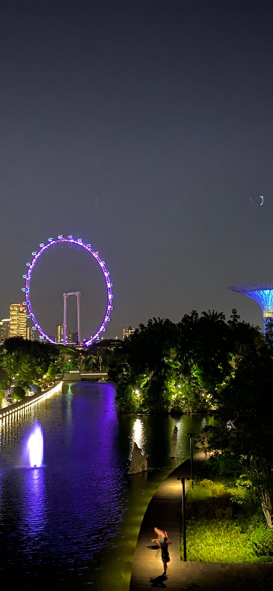 Reflection, Night, Metropolis, Landmark, Majorelle Blue. Wallpaper in 1125x2436 Resolution