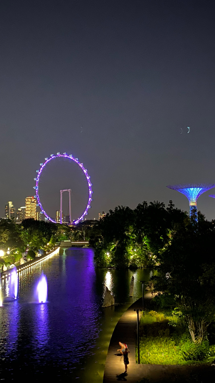 Reflection, Night, Metropolis, Landmark, Majorelle Blue. Wallpaper in 750x1334 Resolution