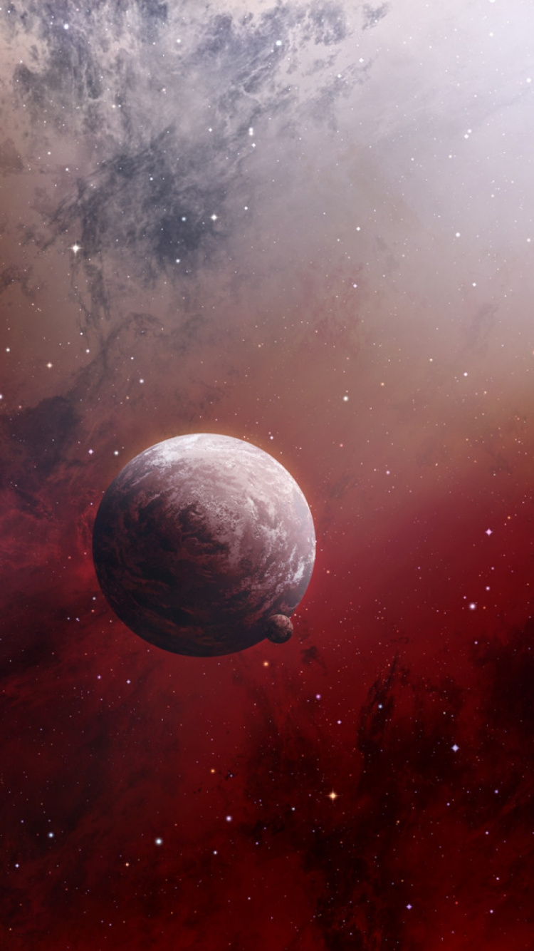 Vollmond Über Weißen Wolken. Wallpaper in 750x1334 Resolution