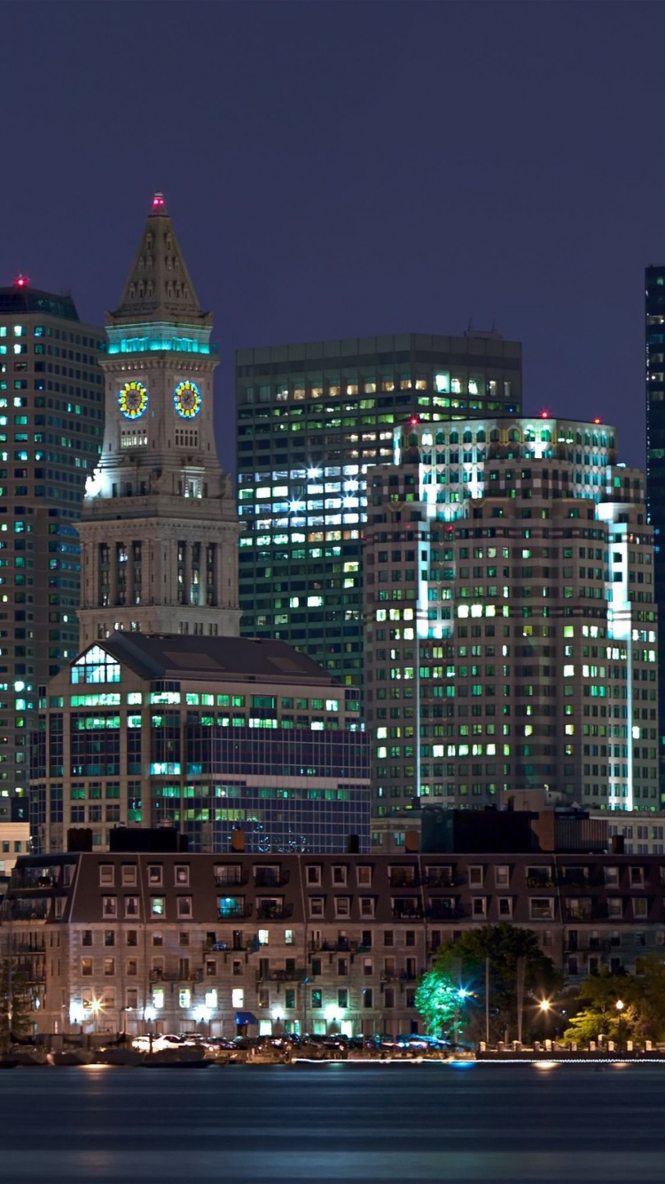 Skyline Der Stadt Bei Nacht Night. Wallpaper in 750x1334 Resolution