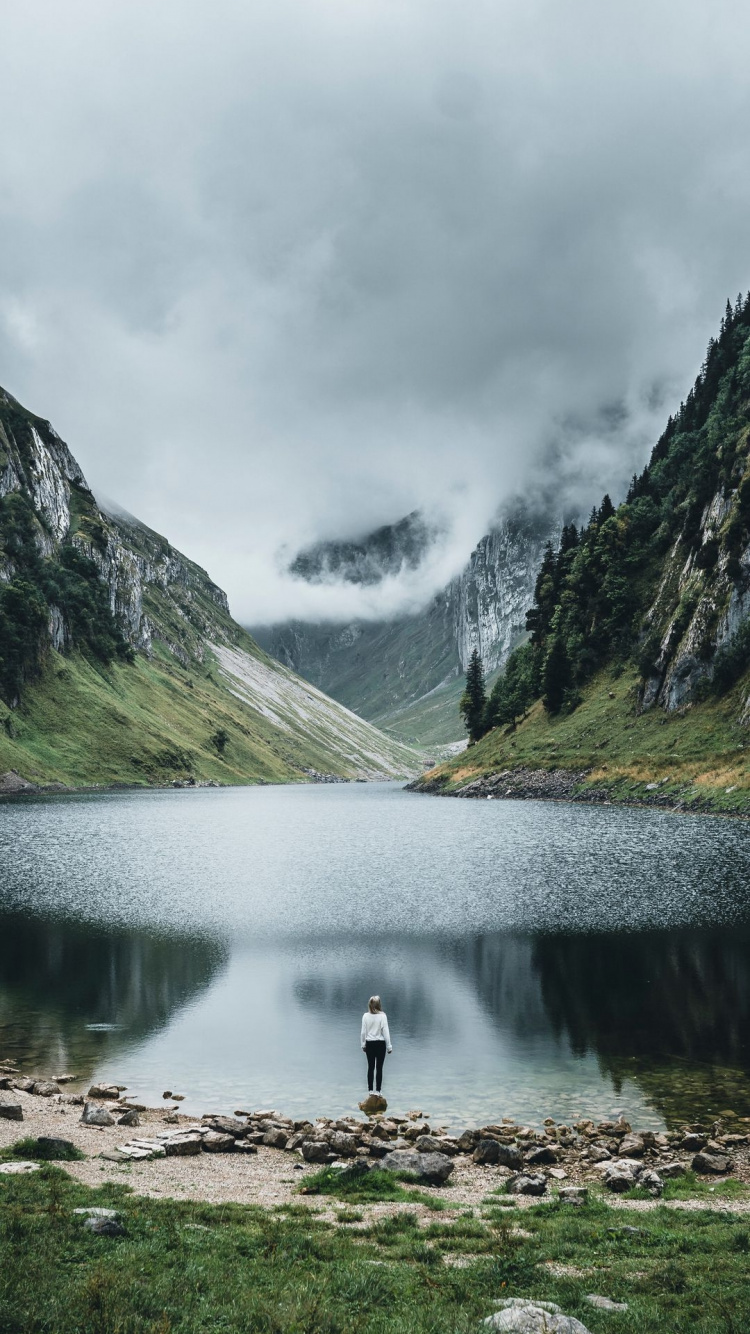 Natur, Alpen, See, Wildnis, Cloud. Wallpaper in 750x1334 Resolution