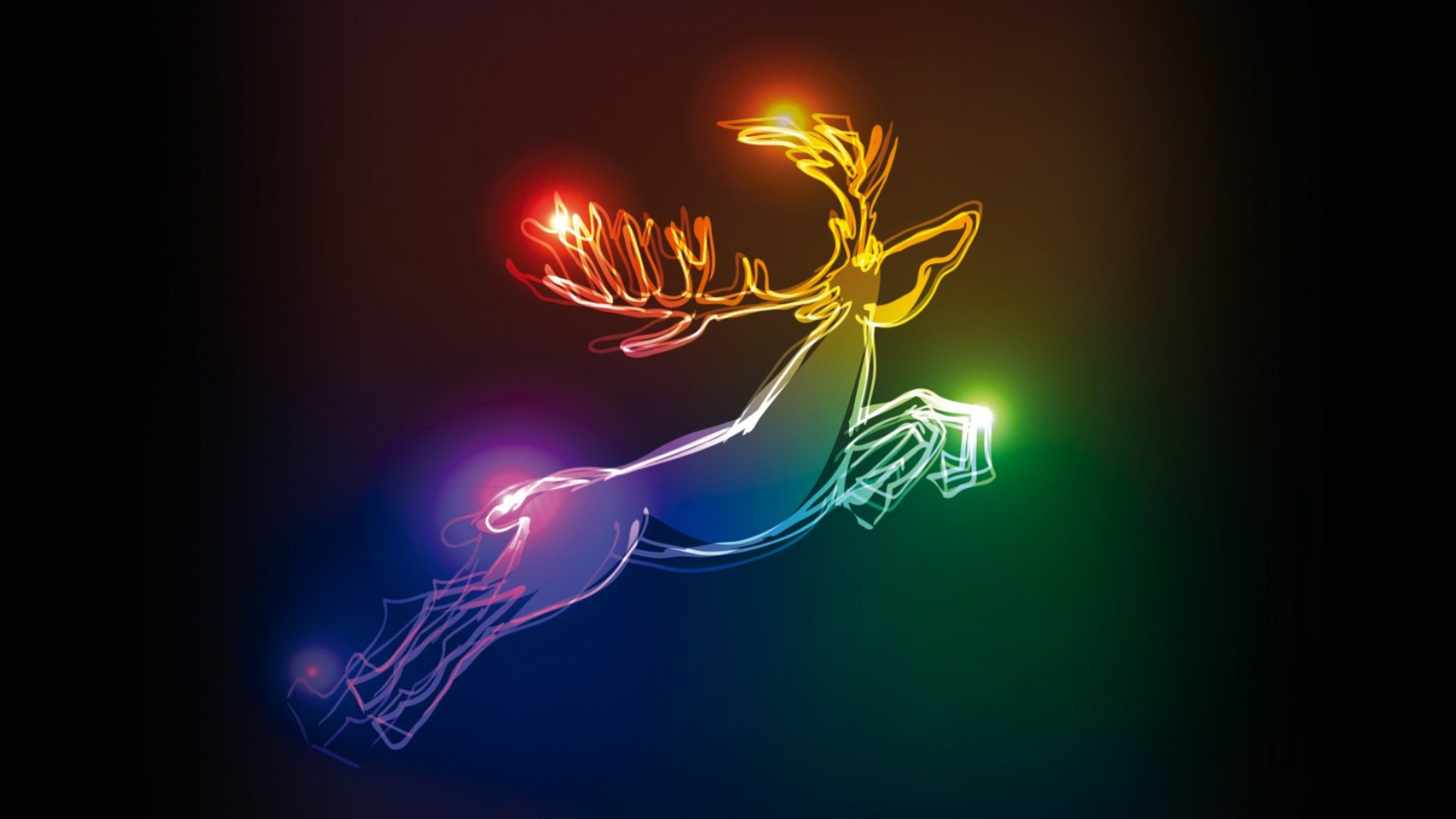 Licht, Neon, Illustration, Rentier, Vektor-Grafiken. Wallpaper in 1920x1080 Resolution