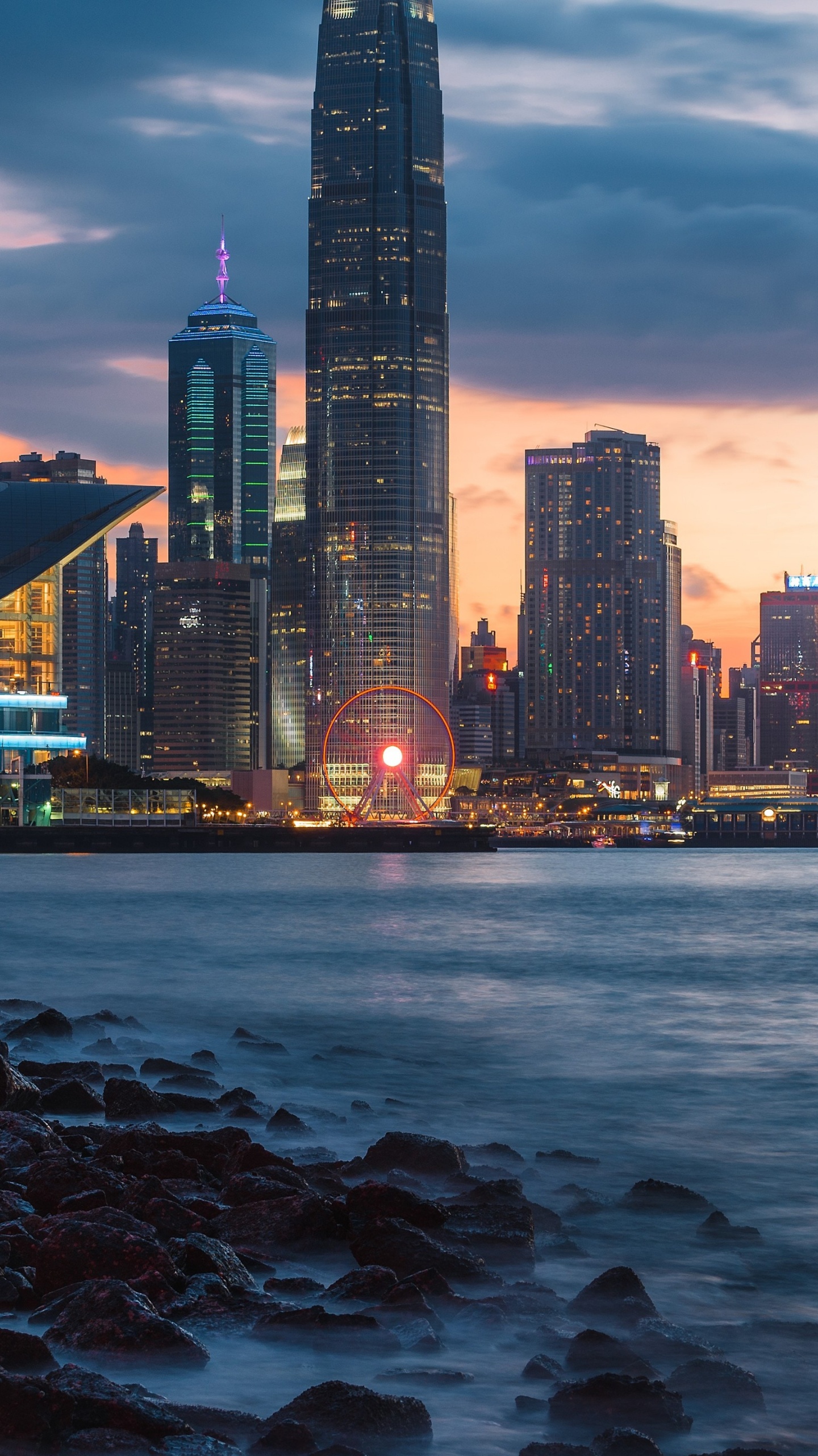 Eau, Gratte-ciel, Bâtiment, Atmosphère, Lumière. Wallpaper in 1440x2560 Resolution