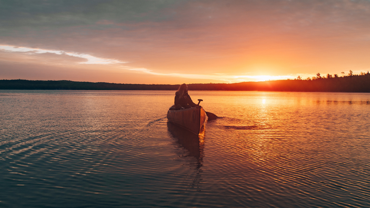 Water, Sunset, Reflection, Horizon, Cloud. Wallpaper in 1280x720 Resolution