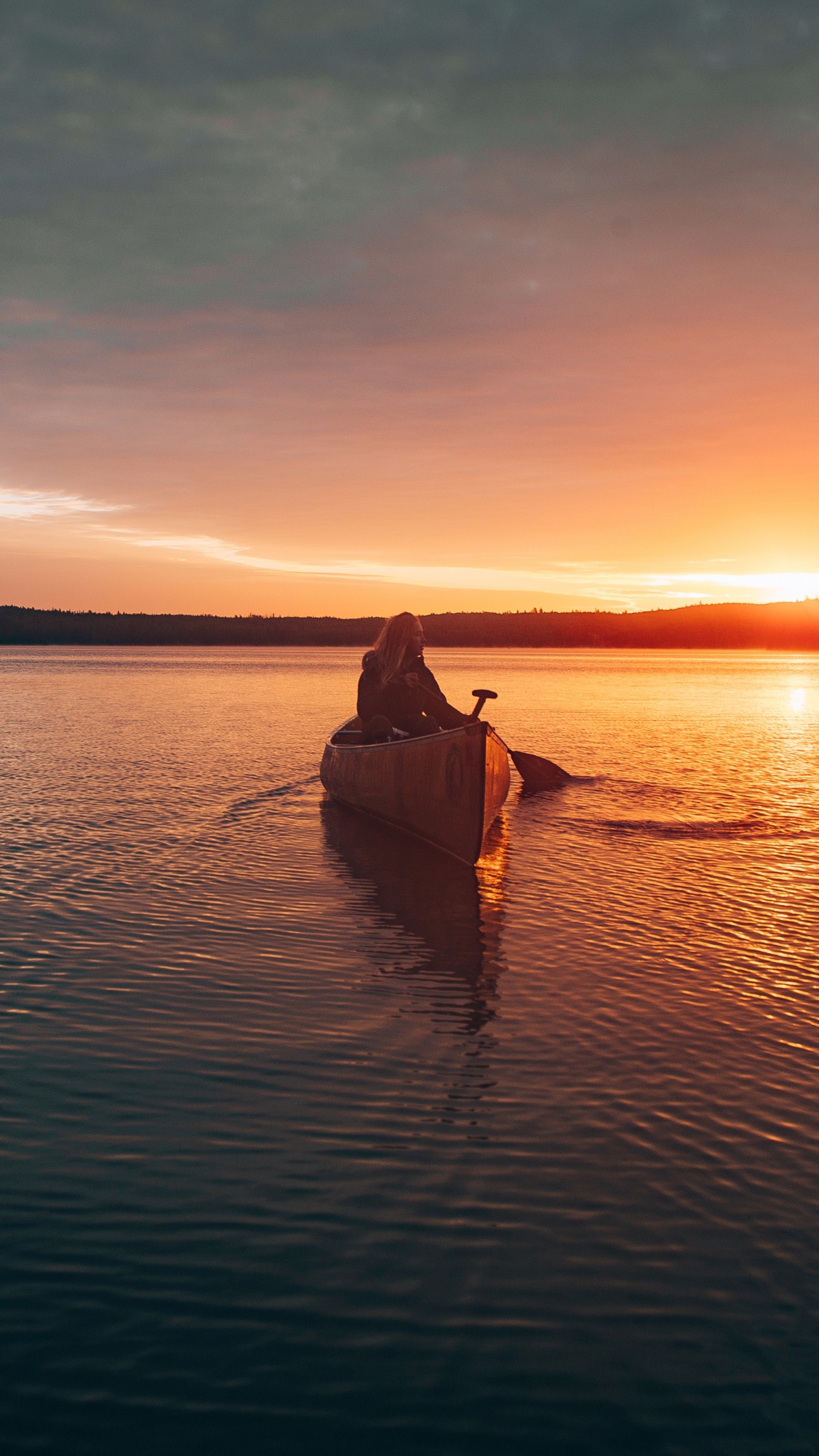 Water, Sunset, Reflection, Horizon, Cloud. Wallpaper in 1440x2560 Resolution