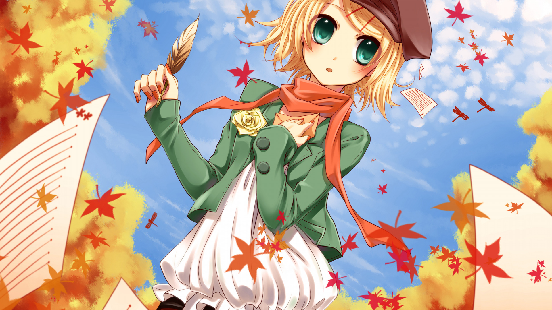 Fille en Personnage D'anime Robe Blanche et Rouge. Wallpaper in 1920x1080 Resolution