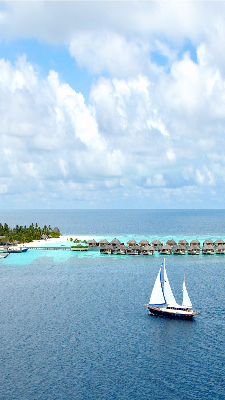 White Sail Boat on Sea During Daytime. Wallpaper in 750x1334 Resolution
