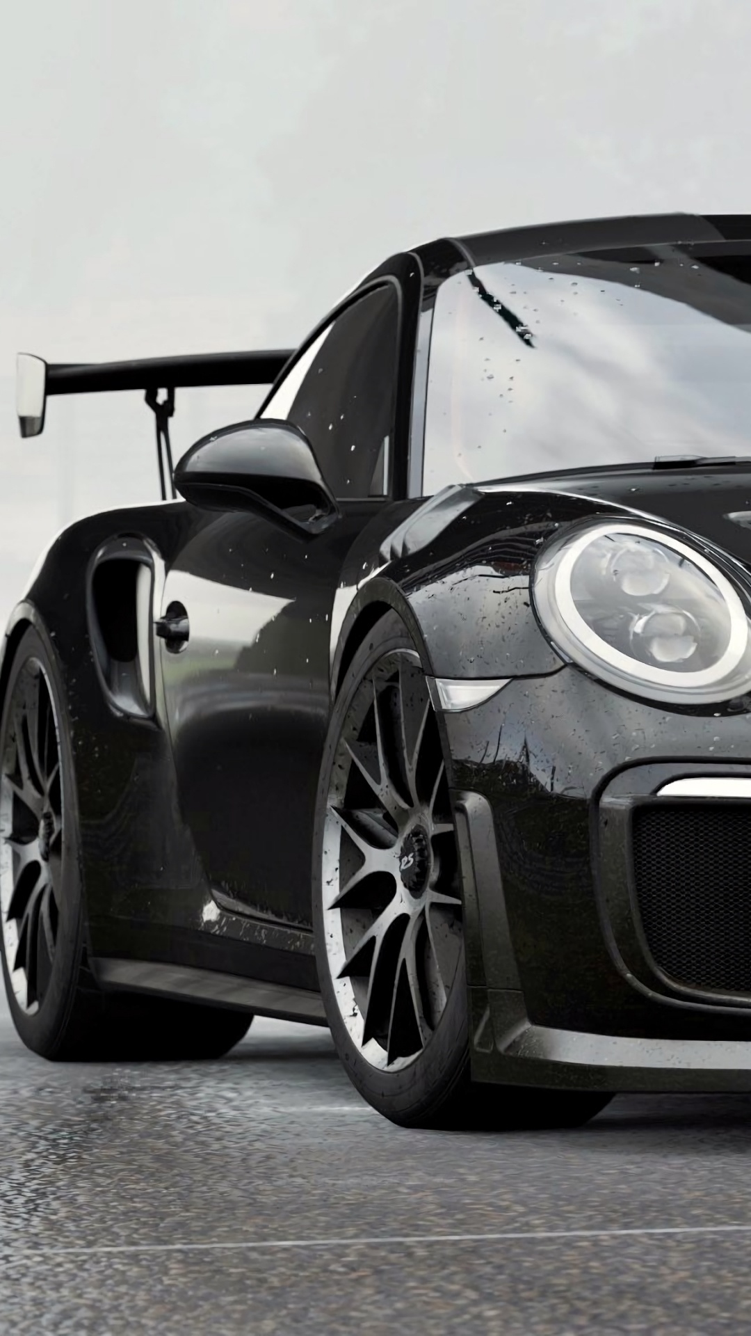 Schwarzer Porsche 911 Auf Weißem Hintergrund. Wallpaper in 1080x1920 Resolution