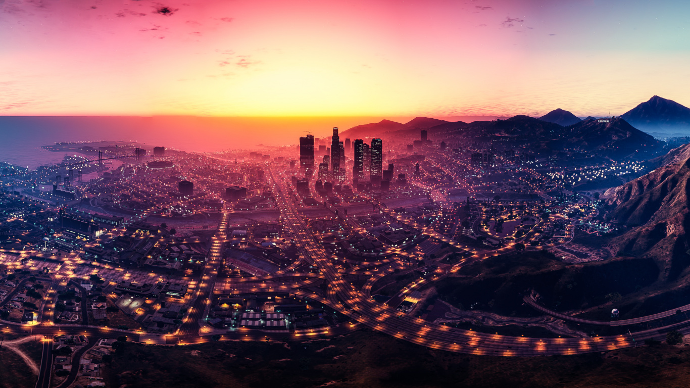 Grand Theft Auto v, Grand Theft Auto San Andreas, Paisaje Urbano, Hito, Ambiente. Wallpaper in 1366x768 Resolution