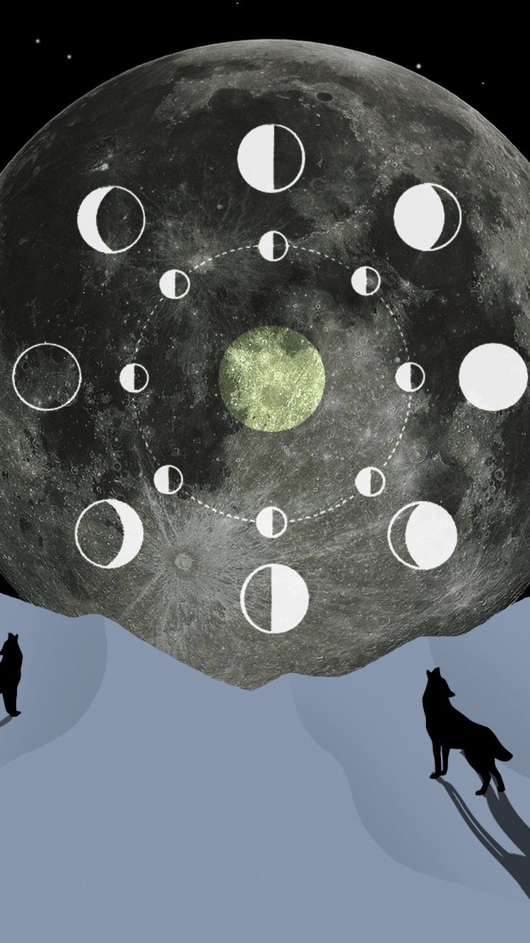 Luna, Luz, Arte, Pendiente, Objeto Astronómico. Wallpaper in 750x1334 Resolution