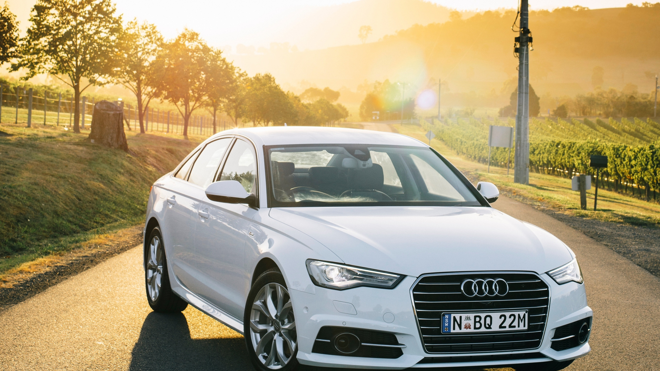 White Audi a 4 Sedan on Road During Daytime. Wallpaper in 2560x1440 Resolution