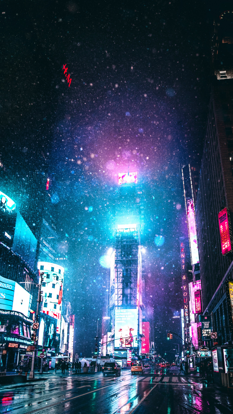 People Walking on Street During Night Time. Wallpaper in 750x1334 Resolution