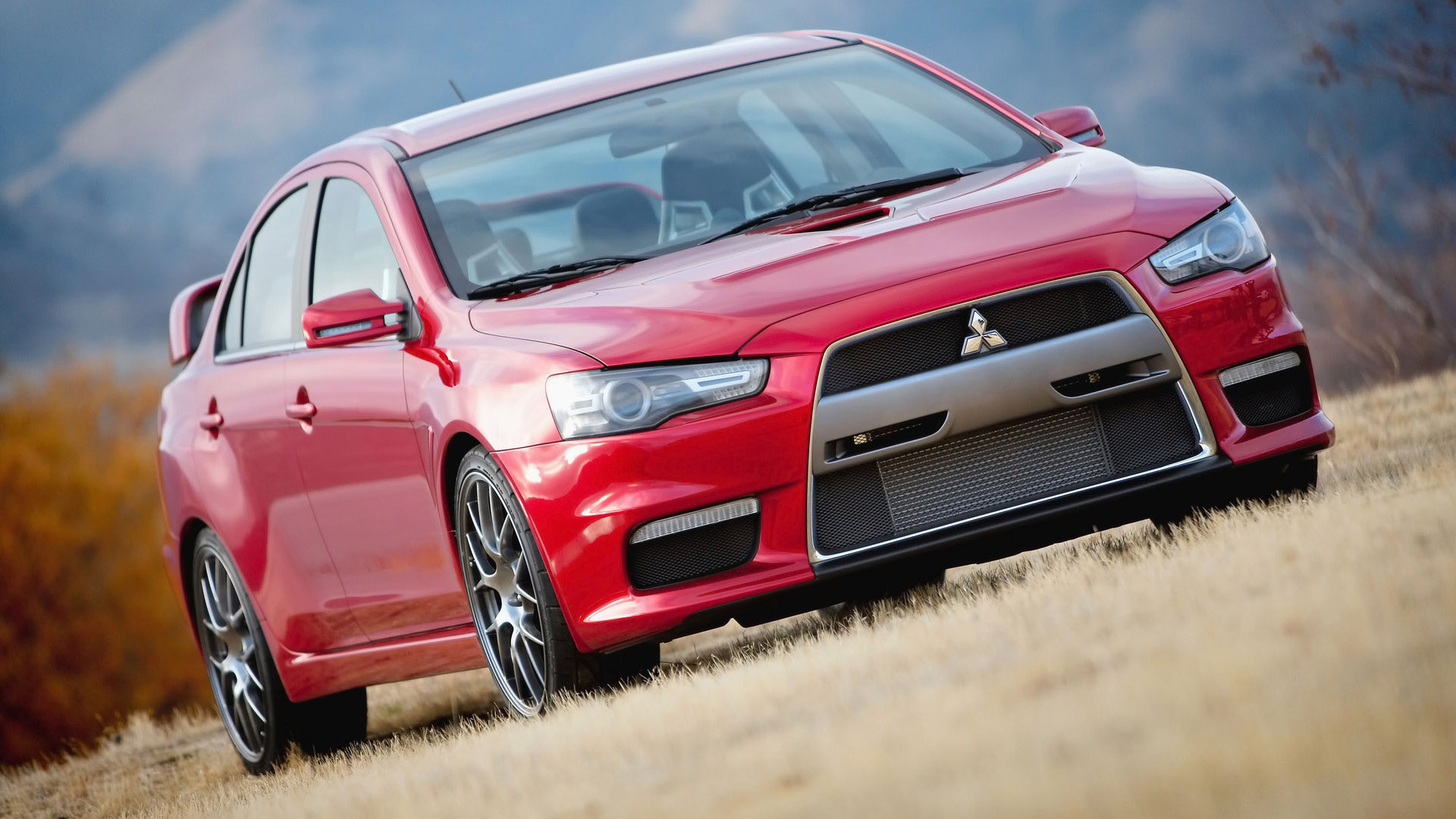 Roter Chevrolet Camaro Auf Brauner Wiese. Wallpaper in 1920x1080 Resolution