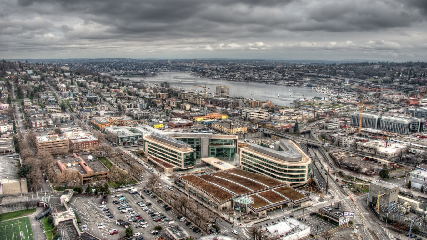 Aerial View of City Buildings During Daytime. Wallpaper in 1366x768 Resolution