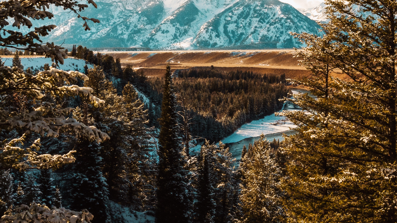 Grand Teton National Park, Bergigen Landschaftsformen, Naturlandschaft, Biome, Himmel. Wallpaper in 1366x768 Resolution