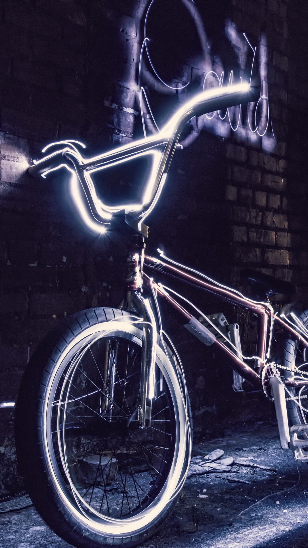 Blue City Bike on Gray Concrete Floor. Wallpaper in 1080x1920 Resolution