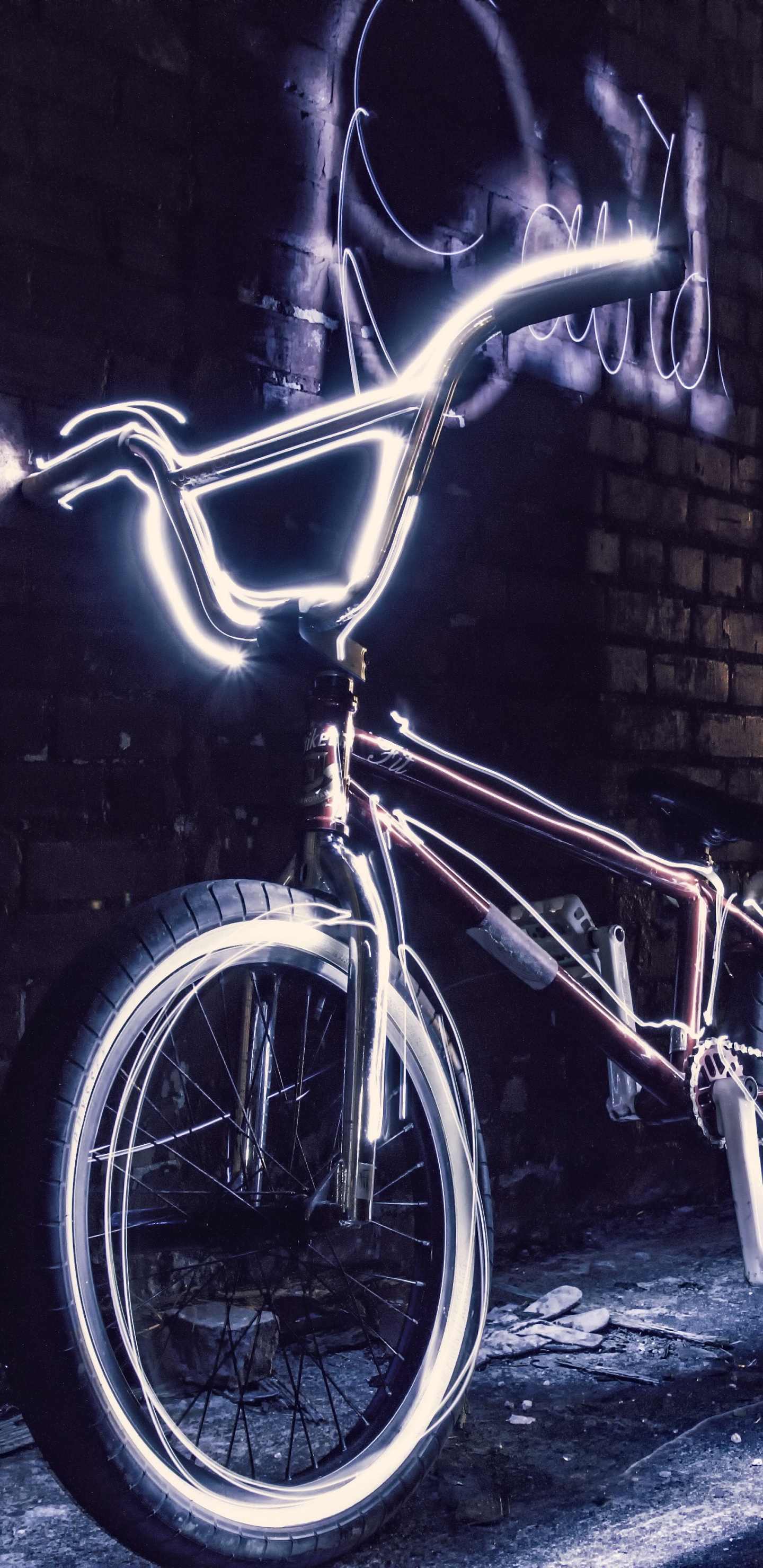 Blue City Bike on Gray Concrete Floor. Wallpaper in 1440x2960 Resolution