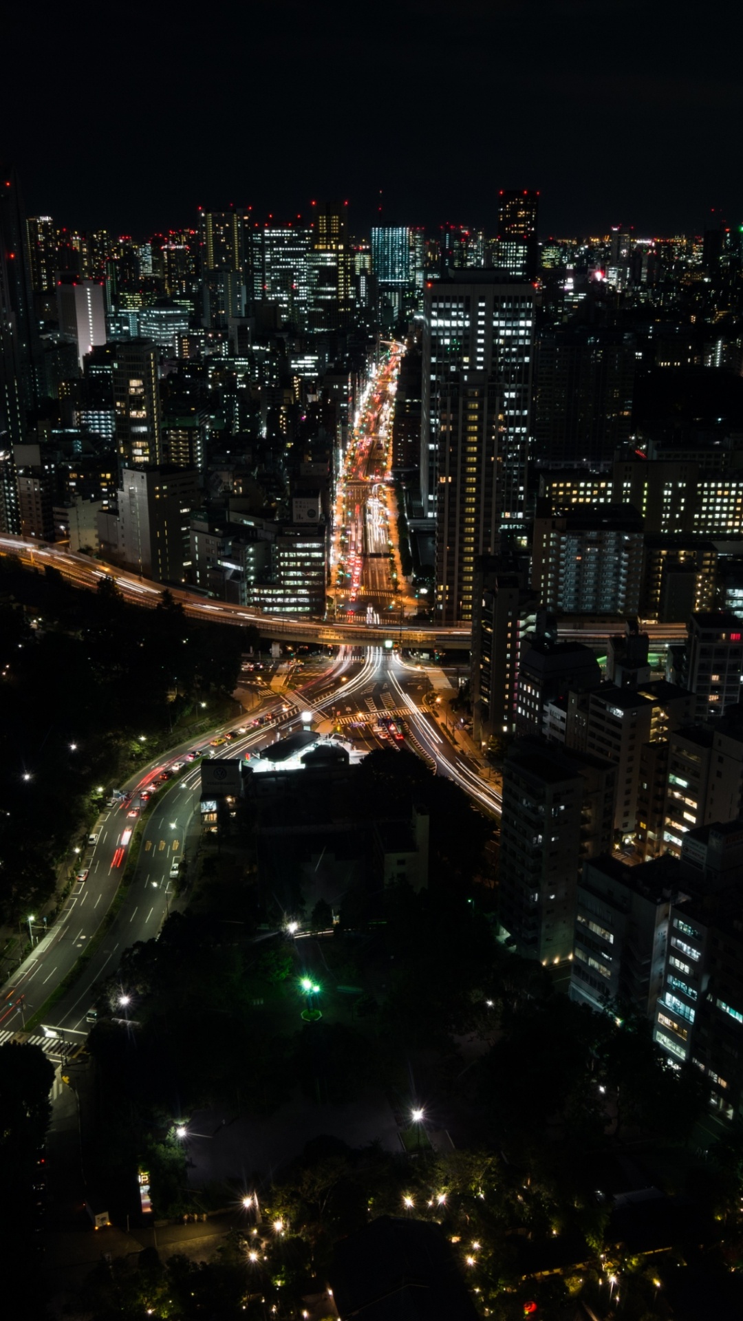 Luftaufnahme Der Stadt Bei Nacht Night. Wallpaper in 1080x1920 Resolution