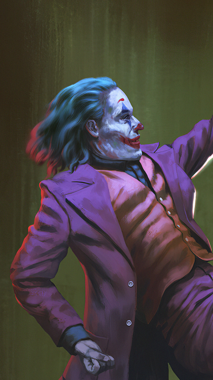 Mann in Brauner Lederjacke Mit Blauen Haaren. Wallpaper in 750x1334 Resolution