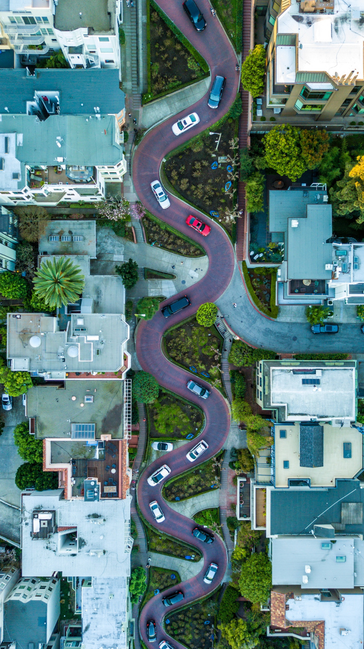 Lombardstraße, Golden Gate Bridge, Fishermans Wharf, Hyde Street, Alcatraz Island. Wallpaper in 750x1334 Resolution