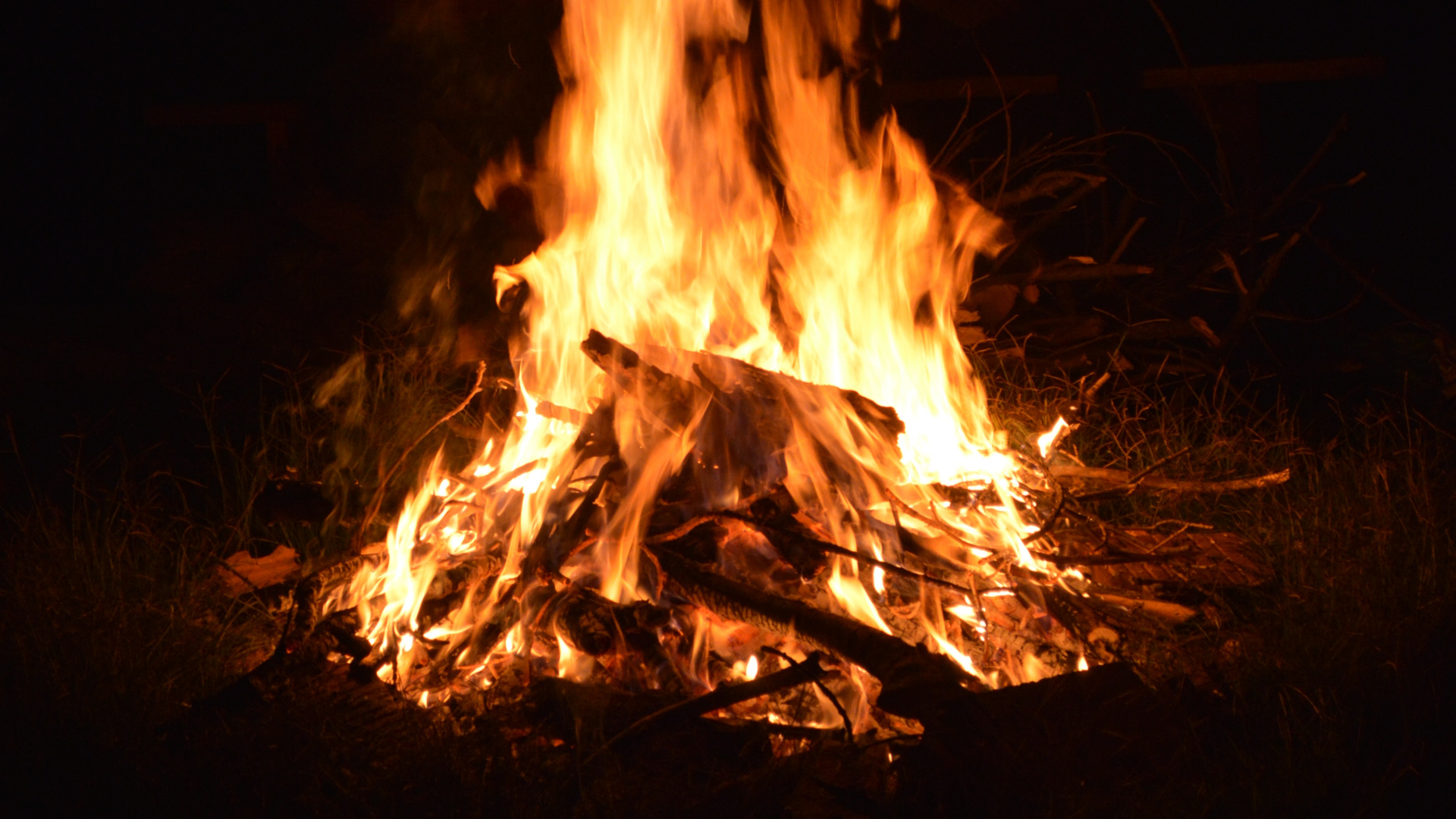 Burning Wood During Night Time. Wallpaper in 1920x1080 Resolution