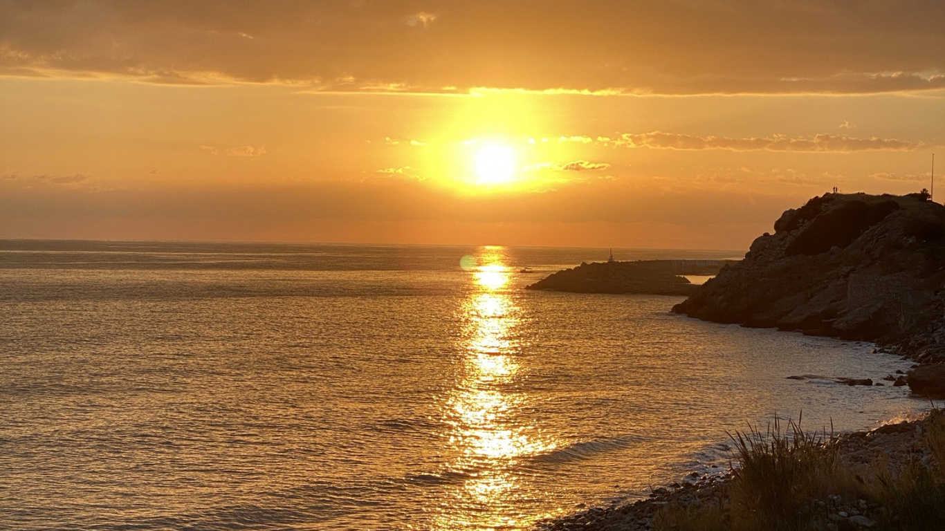 Agua, Ambiente, Afterglow, Naturaleza, Playa. Wallpaper in 1366x768 Resolution