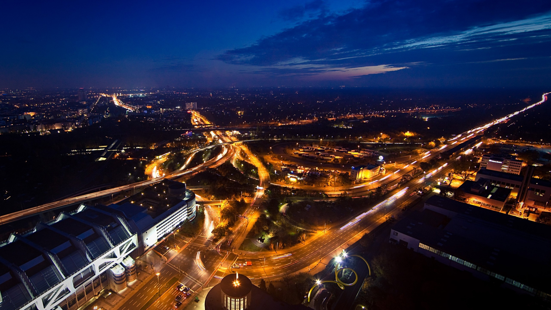 City With High Rise Buildings During Night Time. Wallpaper in 1920x1080 Resolution