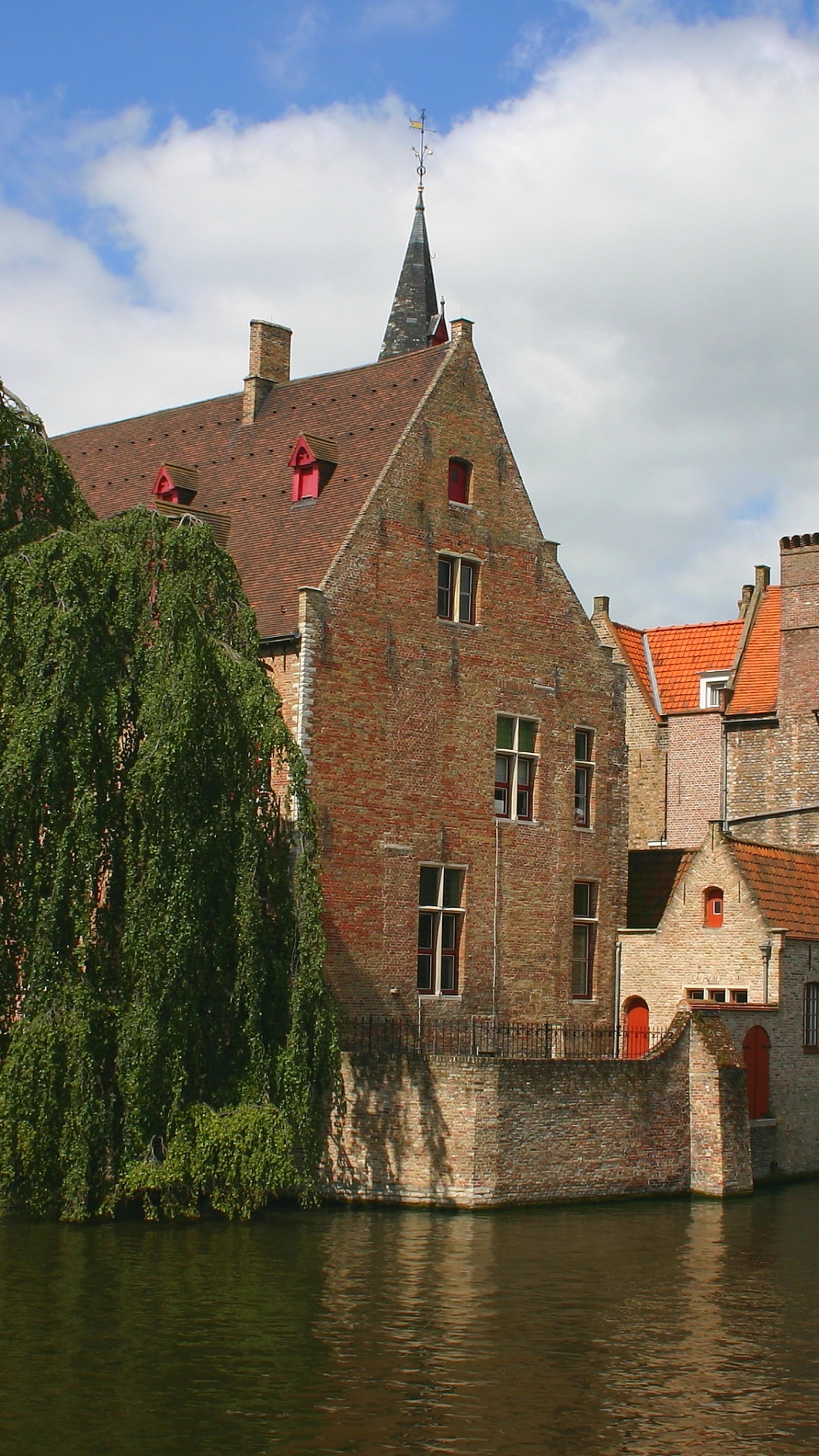 Braunes Betongebäude Neben Grünen Bäumen Und Gewässern Tagsüber. Wallpaper in 1080x1920 Resolution