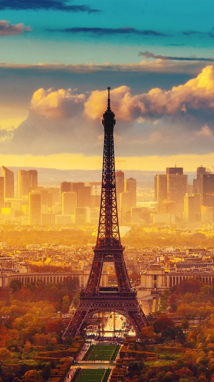 Champ de Mars, Paris, Android, Cloud, Wolkenkratzer. Wallpaper in 750x1334 Resolution