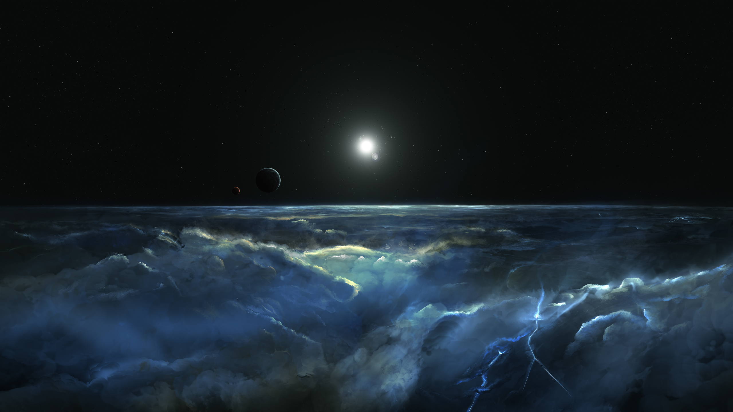 Illustration de la Galaxie Blanche et Bleue. Wallpaper in 2560x1440 Resolution