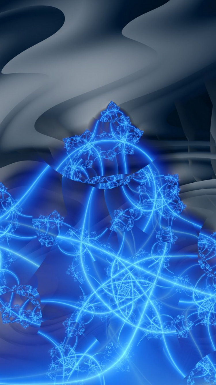 分形技术, 电蓝色的, 联合, 艺术, 空间 壁纸 750x1334 允许