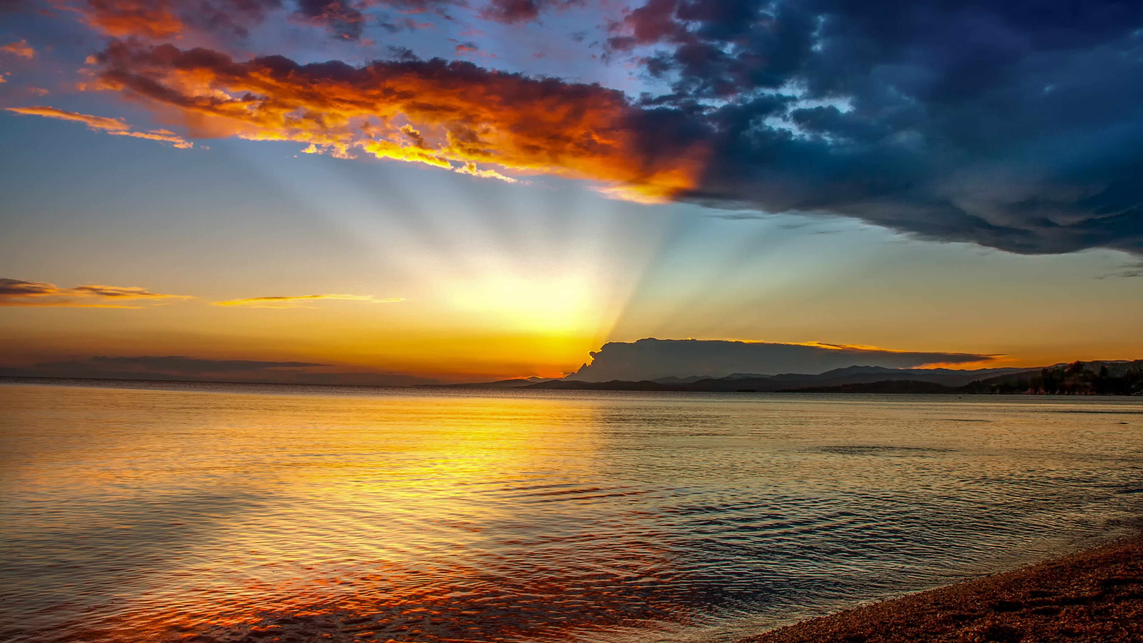 Heure Bleue, Plage, Horizon, Nature, Lever. Wallpaper in 3840x2160 Resolution