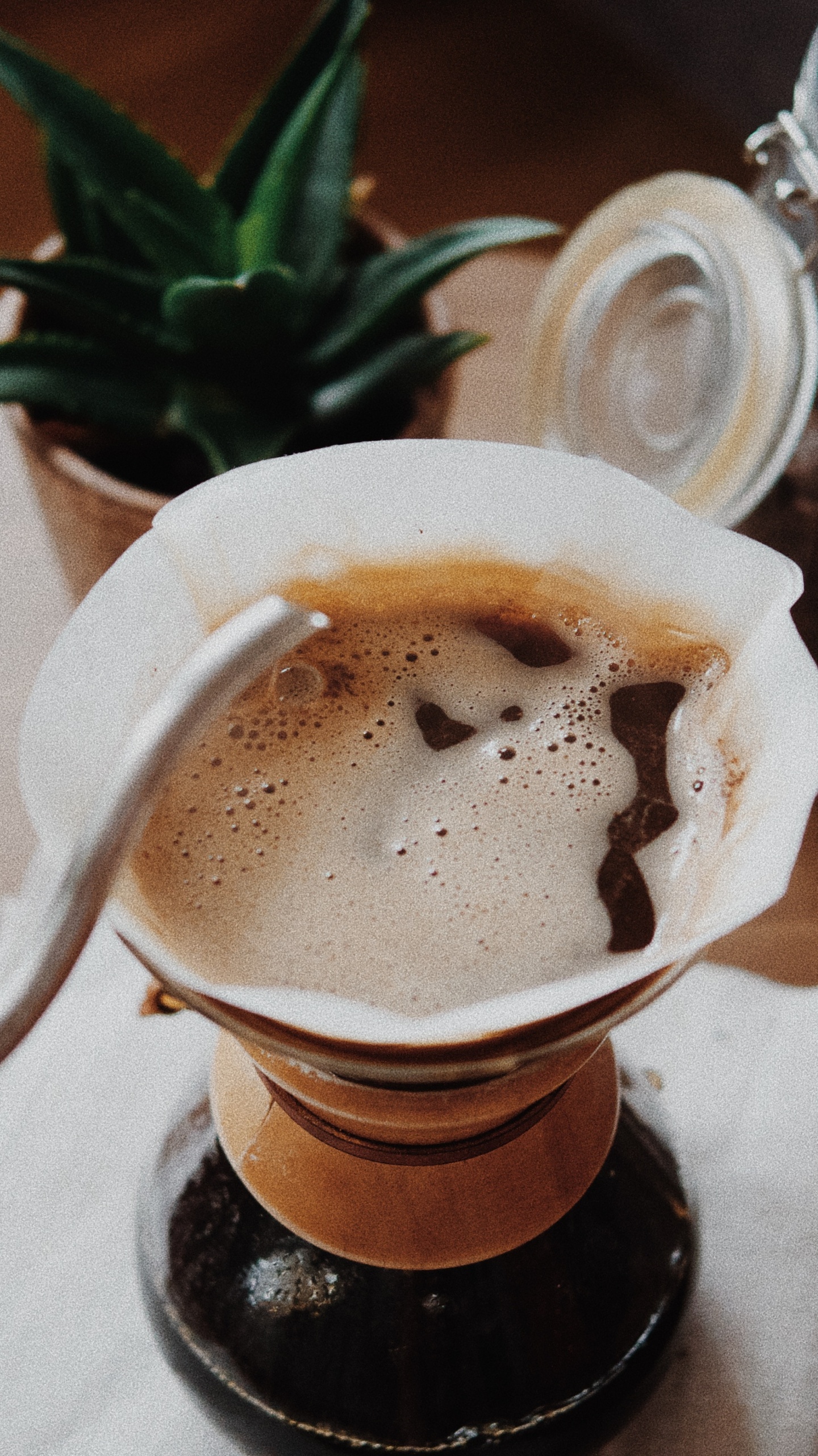 White Ceramic Mug on Brown Wooden Table. Wallpaper in 1440x2560 Resolution