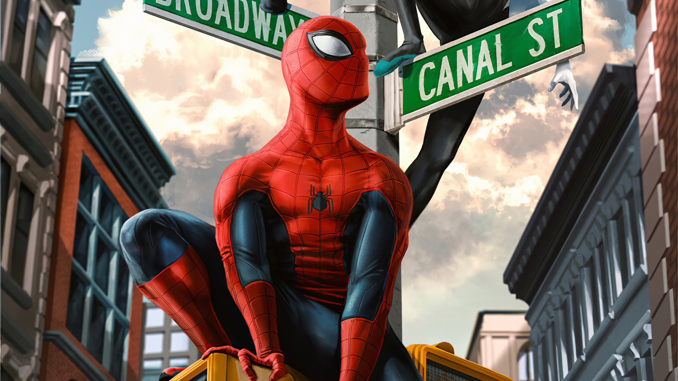 Spider-man, Millas Morales, Marvel Comics, Superhéroe, Protagonista. Wallpaper in 1366x768 Resolution