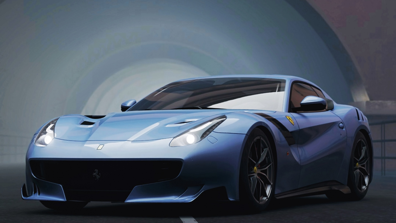 Lamborghini Aventador Argentée Dans un Tunnel. Wallpaper in 1366x768 Resolution