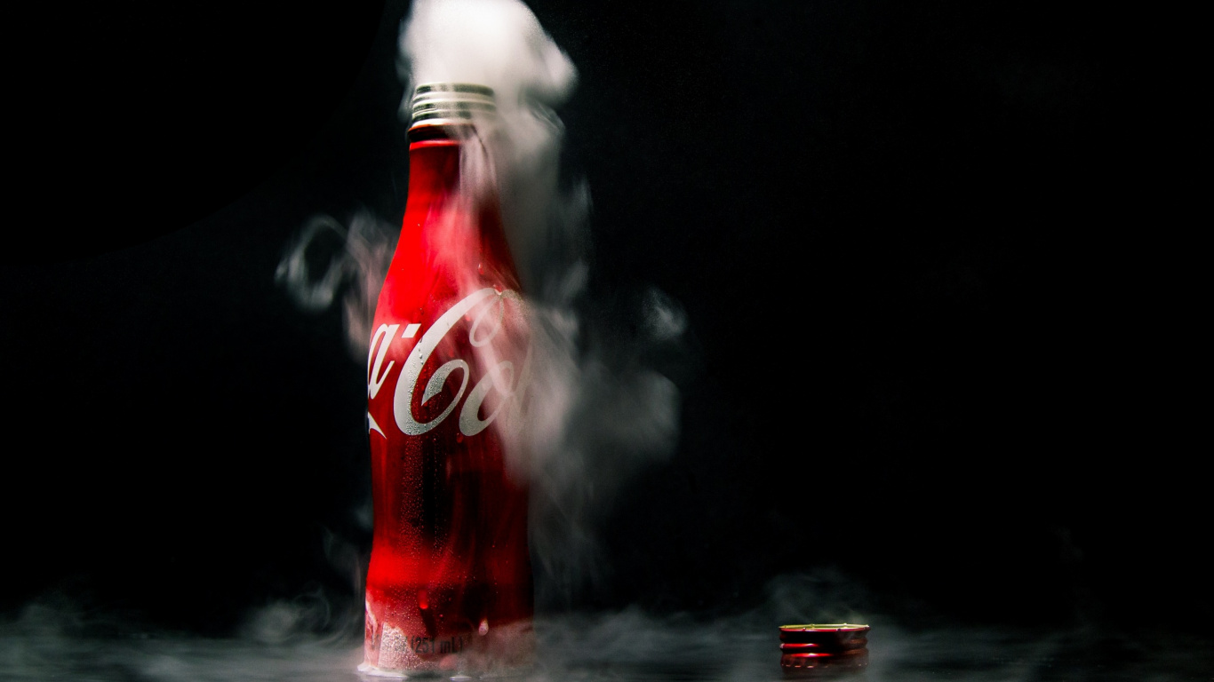Coca Cola Bottle on Water. Wallpaper in 1366x768 Resolution