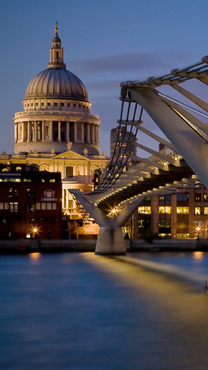 Bridge Over Water During Night Time. Wallpaper in 720x1280 Resolution