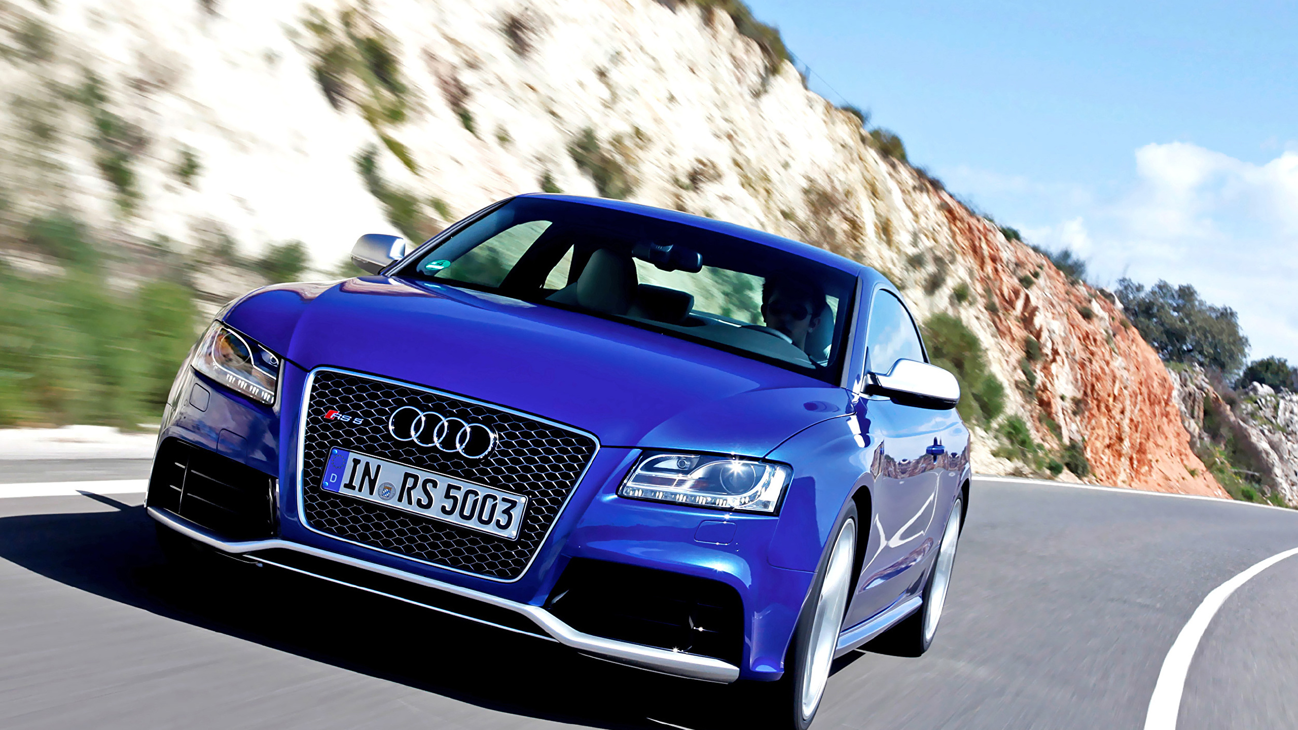 Blue Audi a 4 on Road During Daytime. Wallpaper in 2560x1440 Resolution
