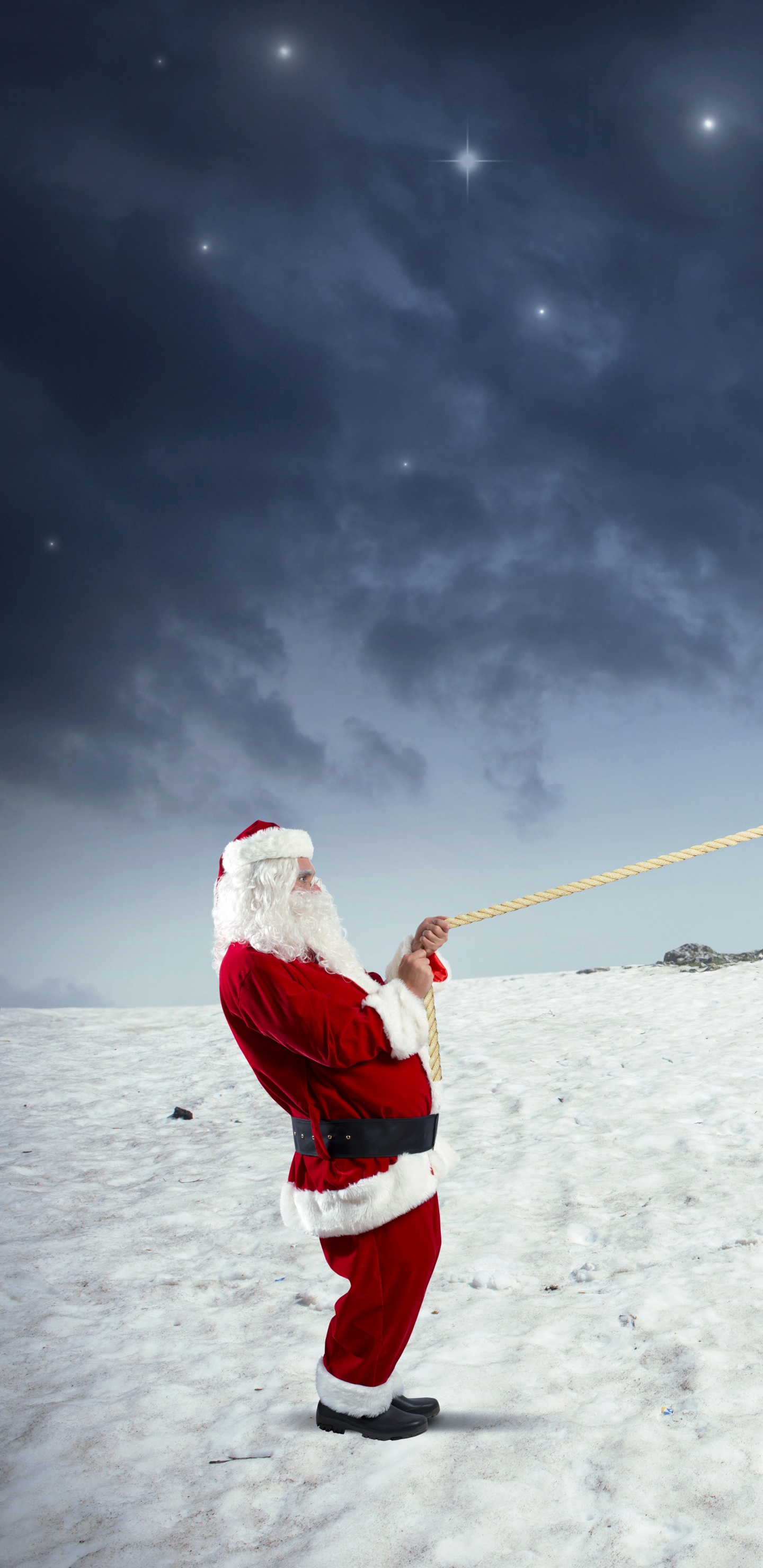 Weihnachtsmann, Schnee, Winter, Cloud, Einfrieren. Wallpaper in 1440x2960 Resolution