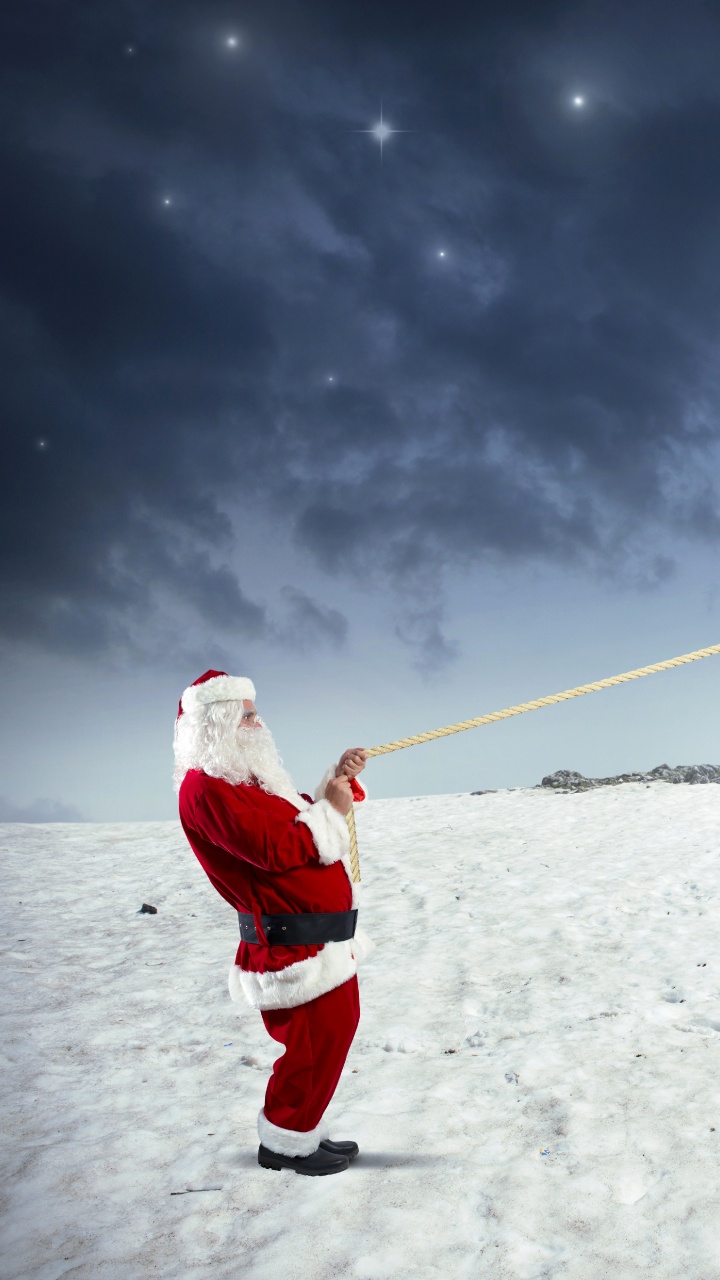 Weihnachtsmann, Schnee, Winter, Cloud, Einfrieren. Wallpaper in 720x1280 Resolution