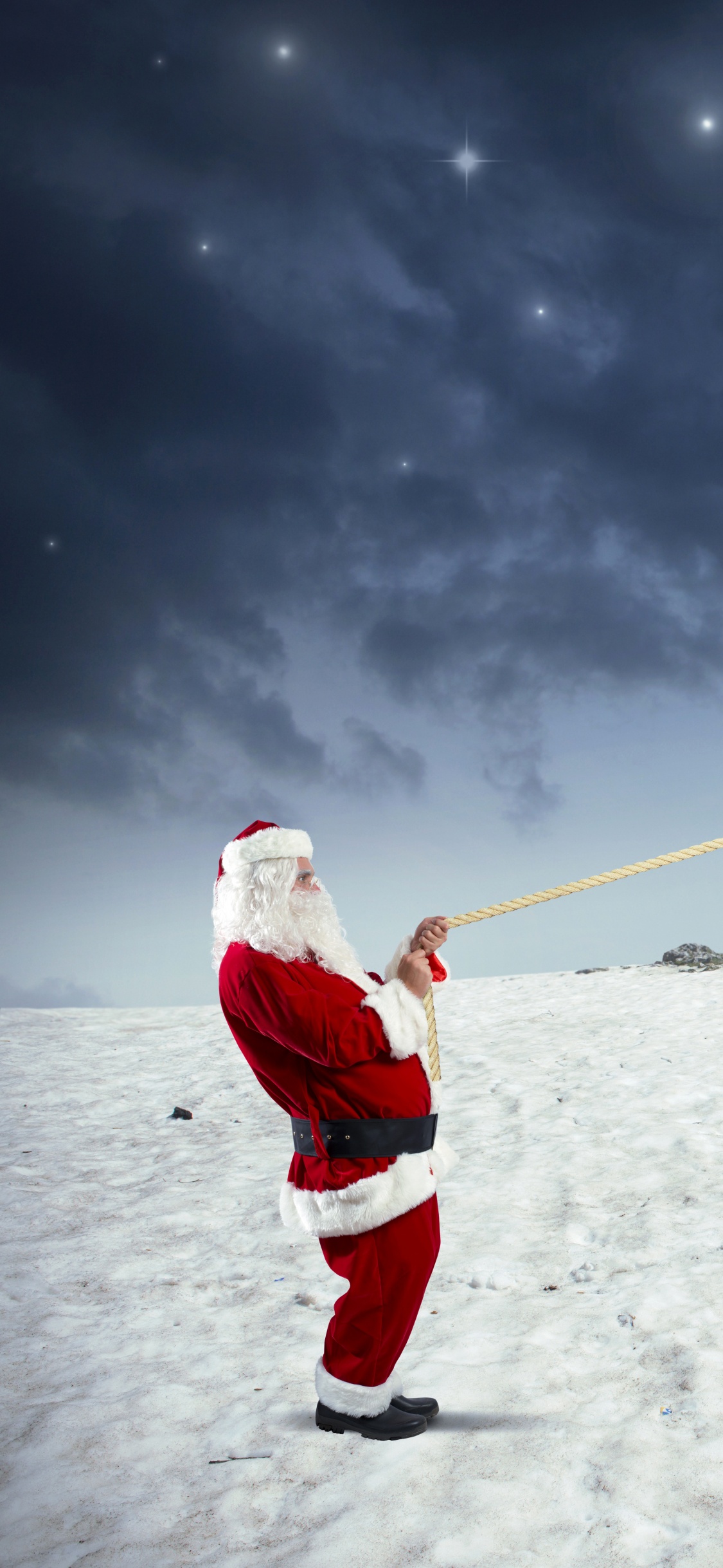 Santa Claus, Snow, Winter, Cloud, Freezing. Wallpaper in 1125x2436 Resolution