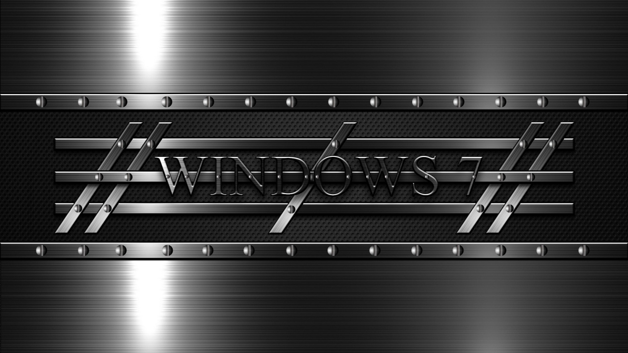 Windows 7, Microsoft Windows, Metal, Monocromo, Negro. Wallpaper in 1280x720 Resolution