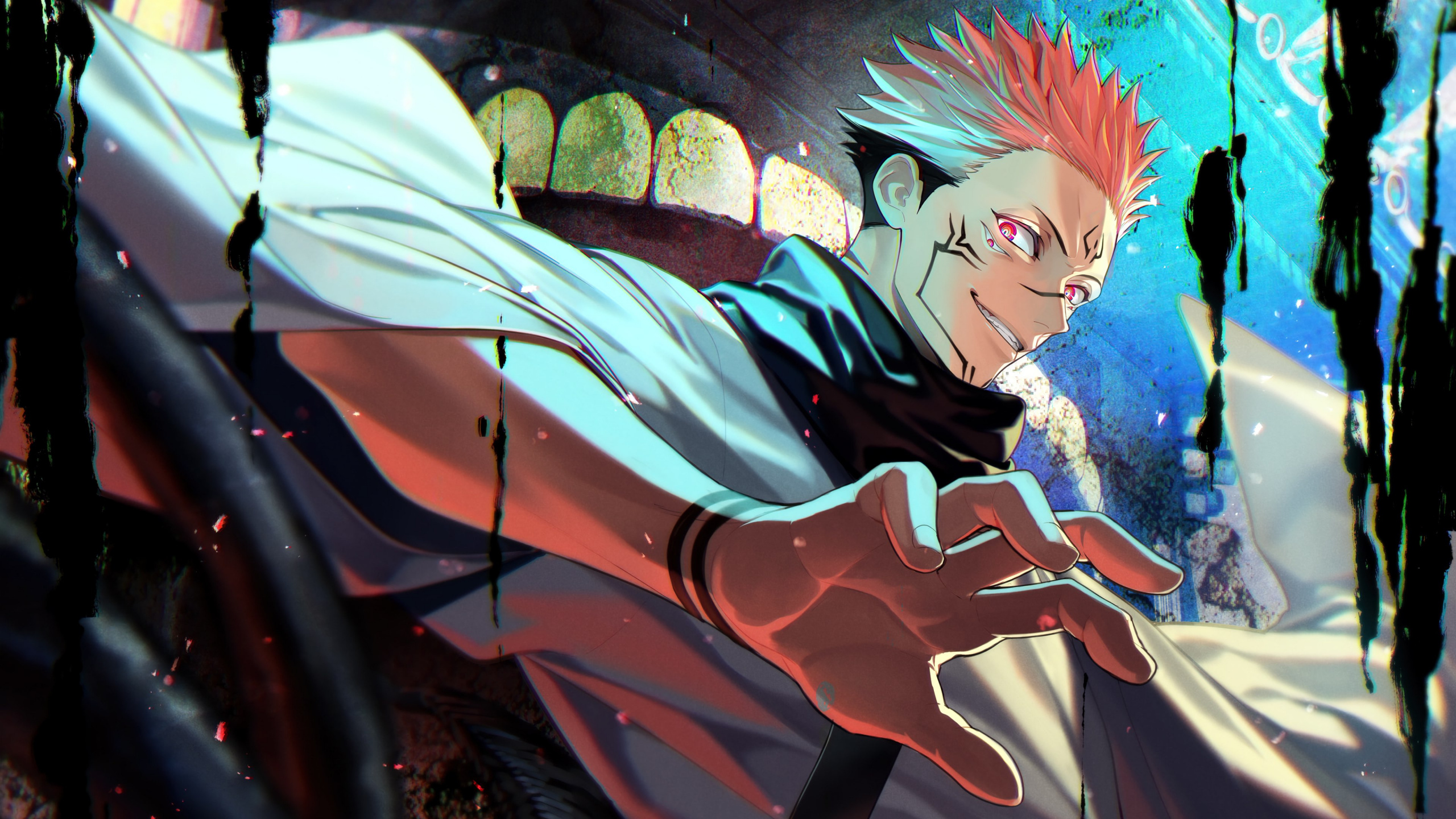 L'anime, Yuji Itadori, Ryomen Ses Pieds, Jujutsu Kaisen, Cartoon. Wallpaper in 2560x1440 Resolution